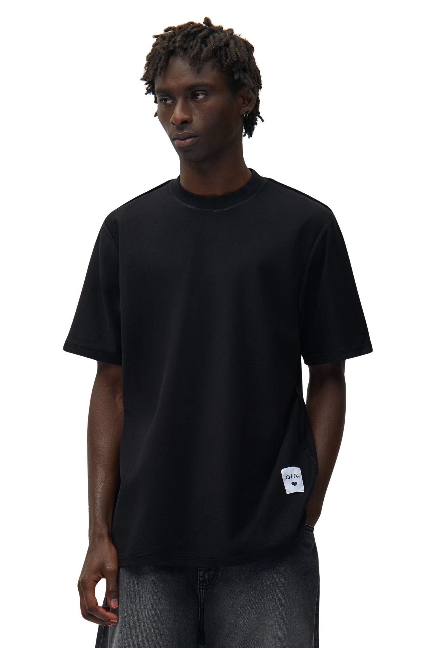 Reversible Label T-shirt Black Cotton Tshirt