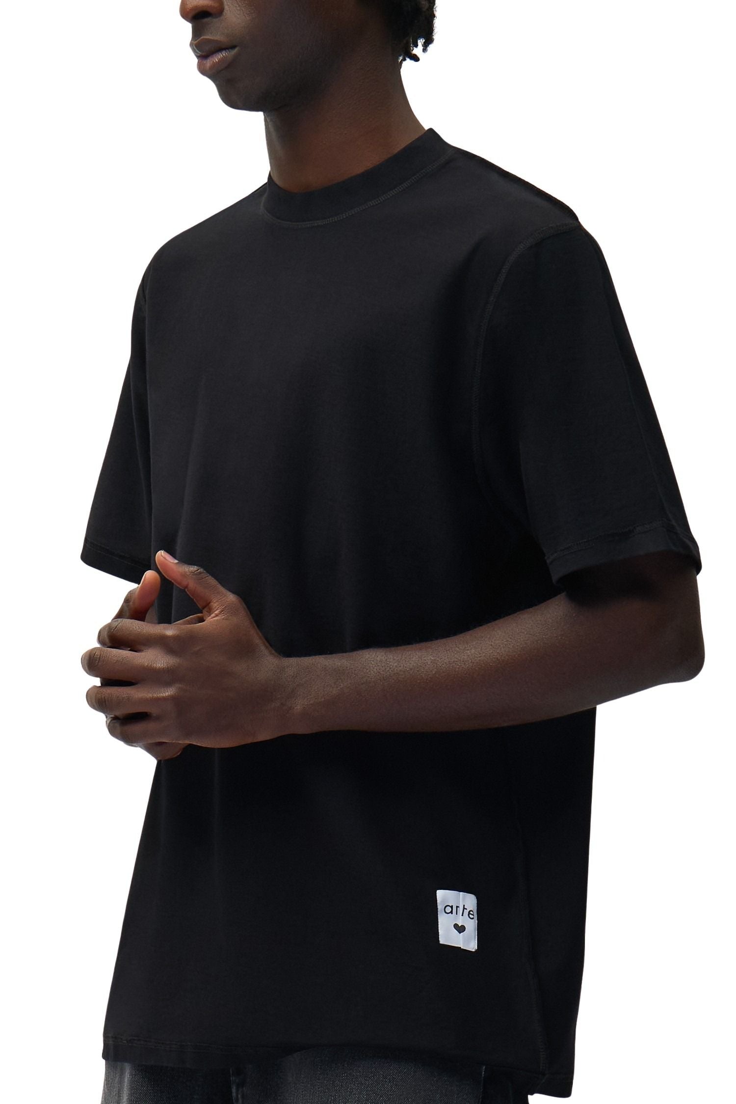 Reversible Label T-shirt Black Cotton Tshirt