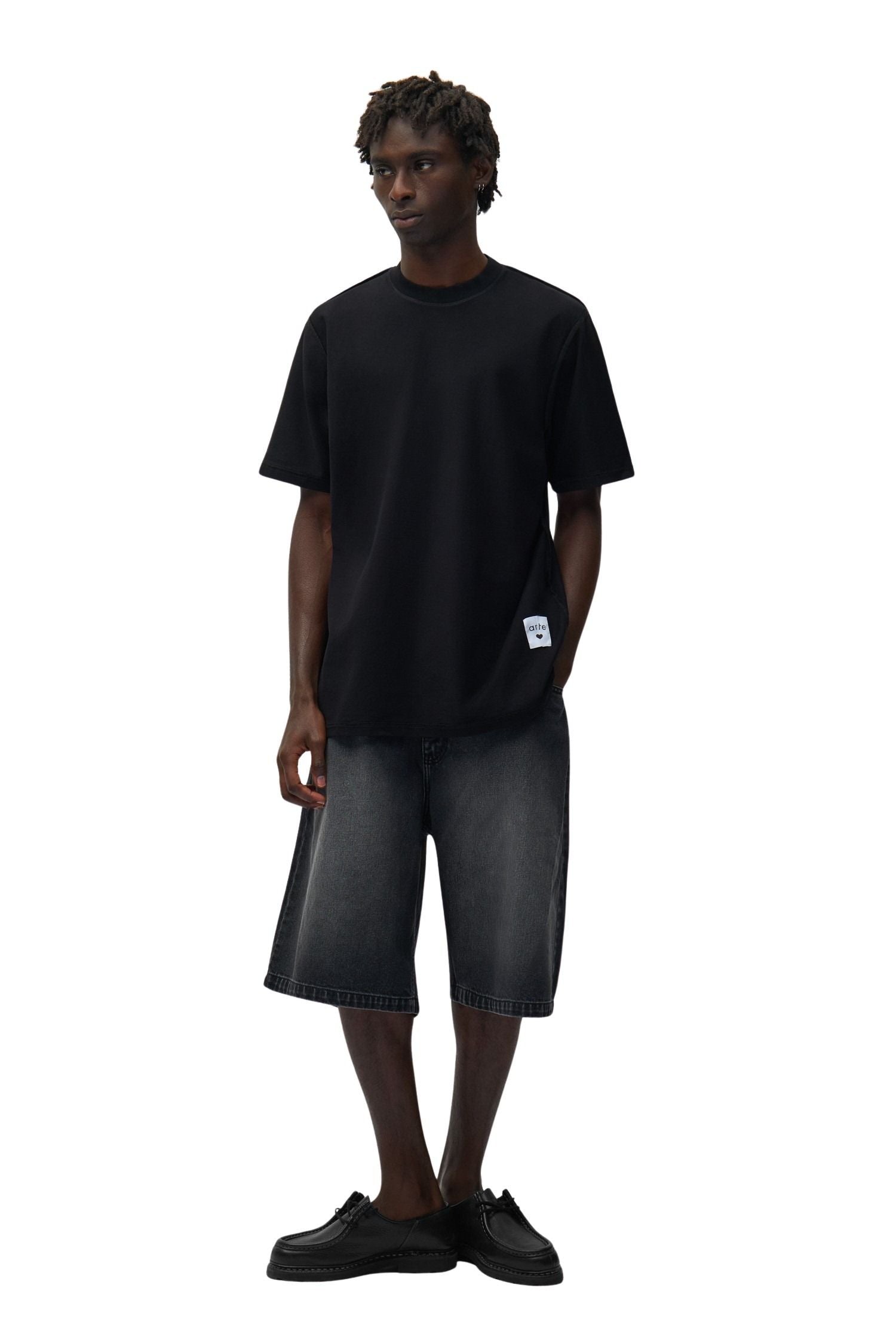 Reversible Label T-shirt Black Cotton Tshirt