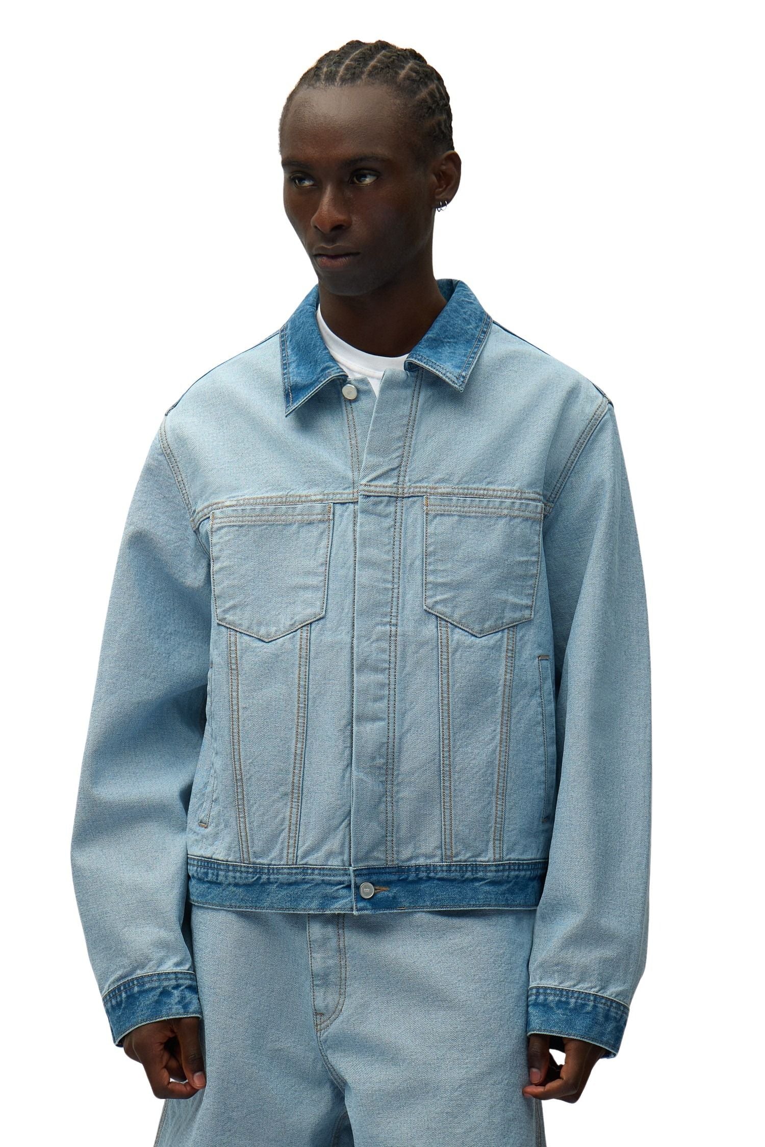 Denim Inside Out Jacket Blue Cotton