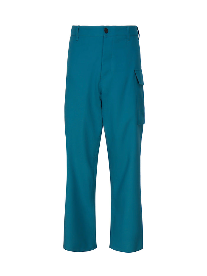 Marni Trousers Petrol Blue Wool
