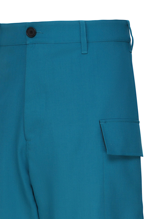 Marni Trousers Petrol Blue Wool
