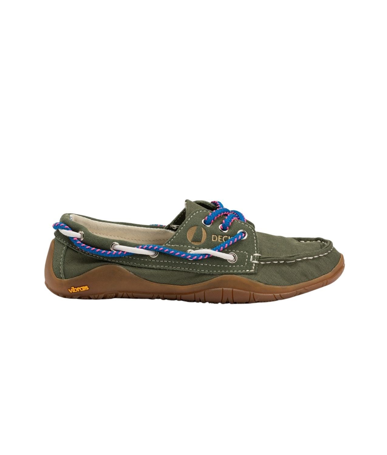 Deck Shoes Green Suede Nylon