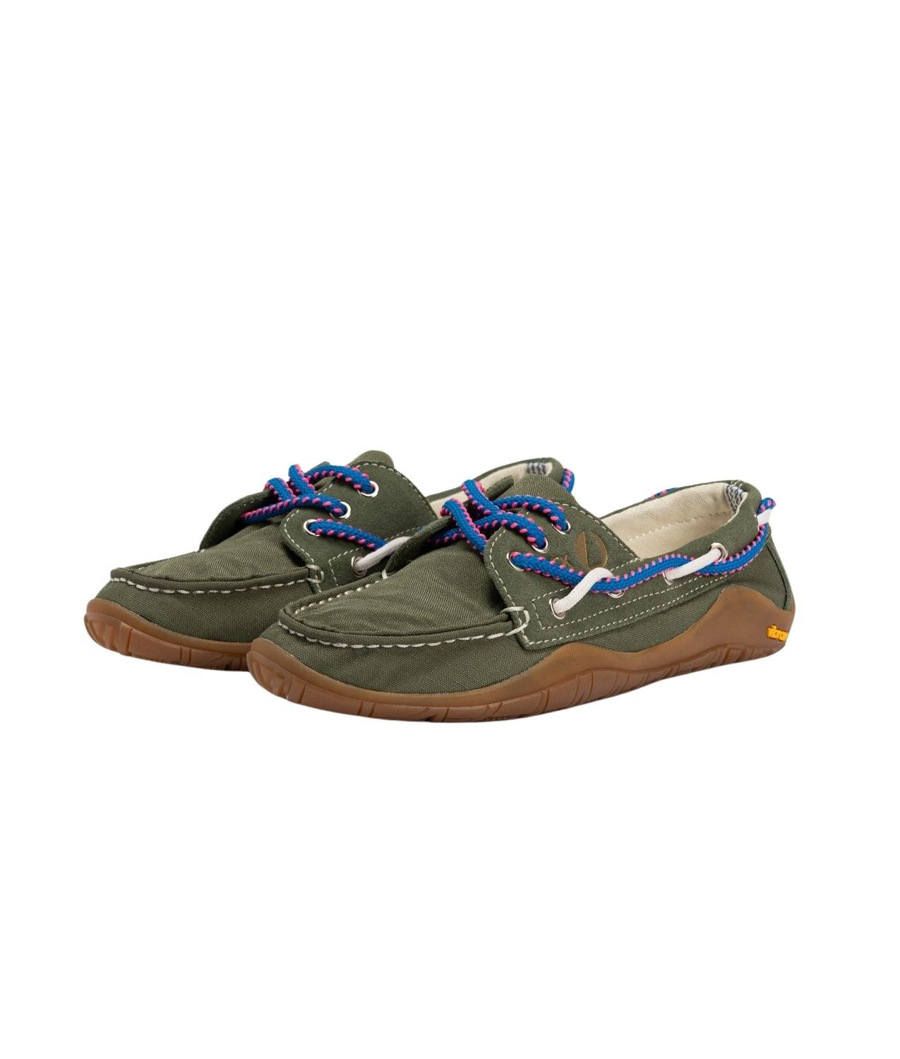 Deck Shoes Green Suede Nylon