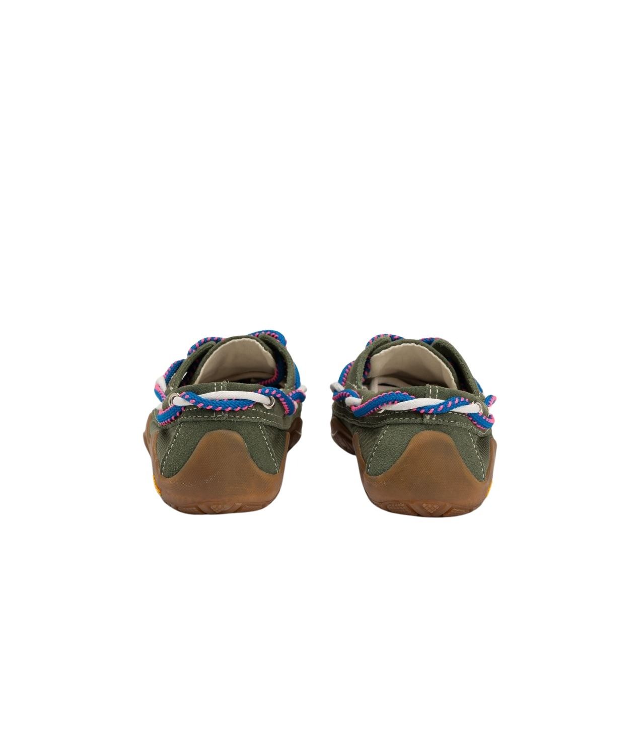 Deck Shoes Green Suede Nylon
