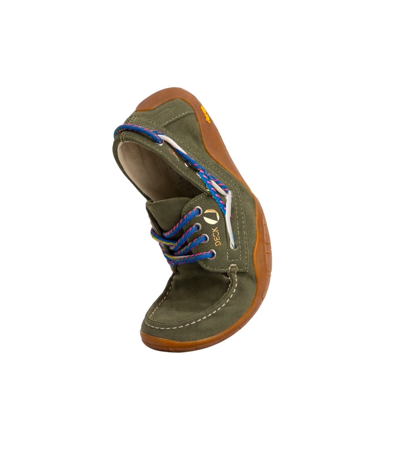 Deck Shoes Green Suede Nylon