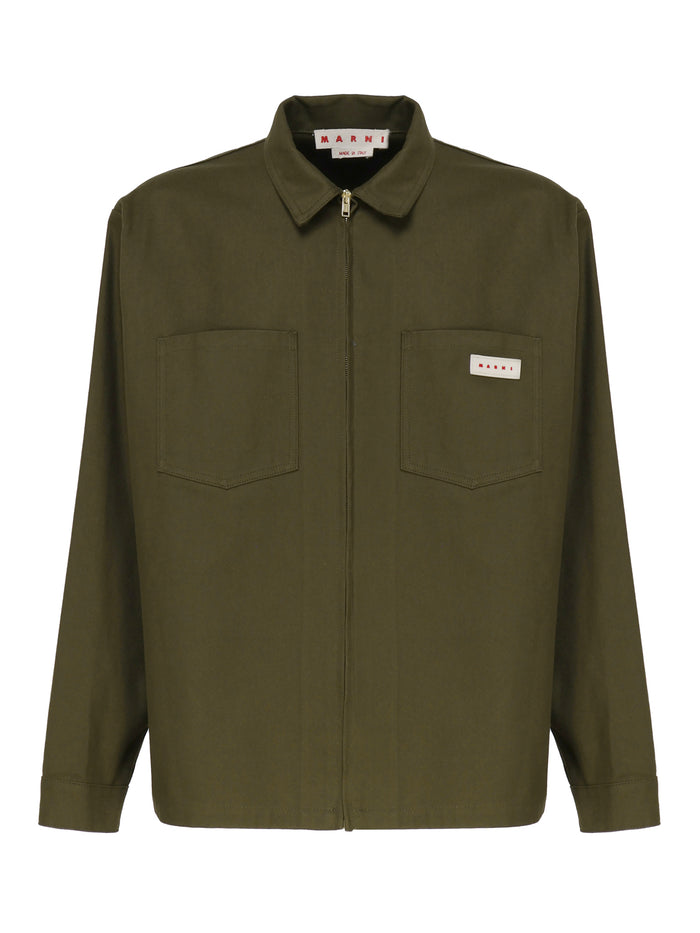 Marni Shirts Leaf Green Cotone Woven Poliestere