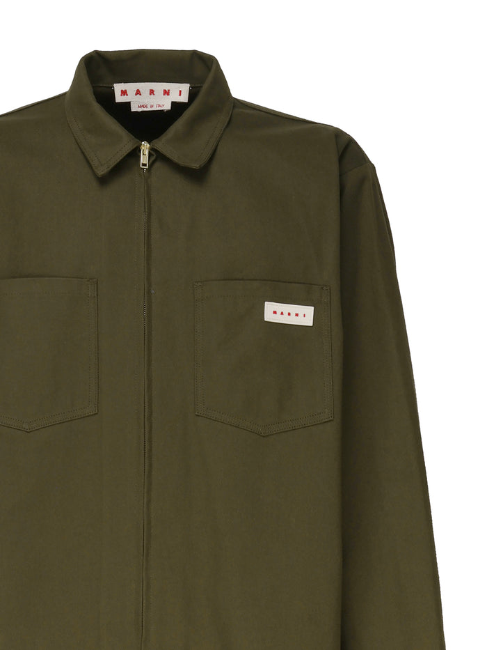 Marni Shirts Leaf Green Cotone Woven Poliestere
