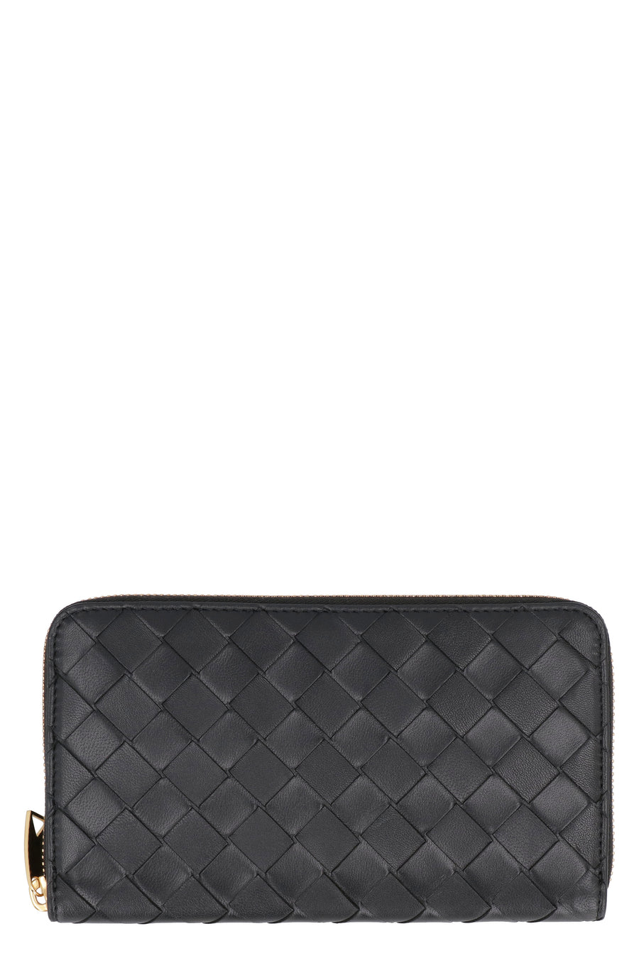 Bottega Veneta Leather Zip-Around Wallet Black Lamb & Purses
