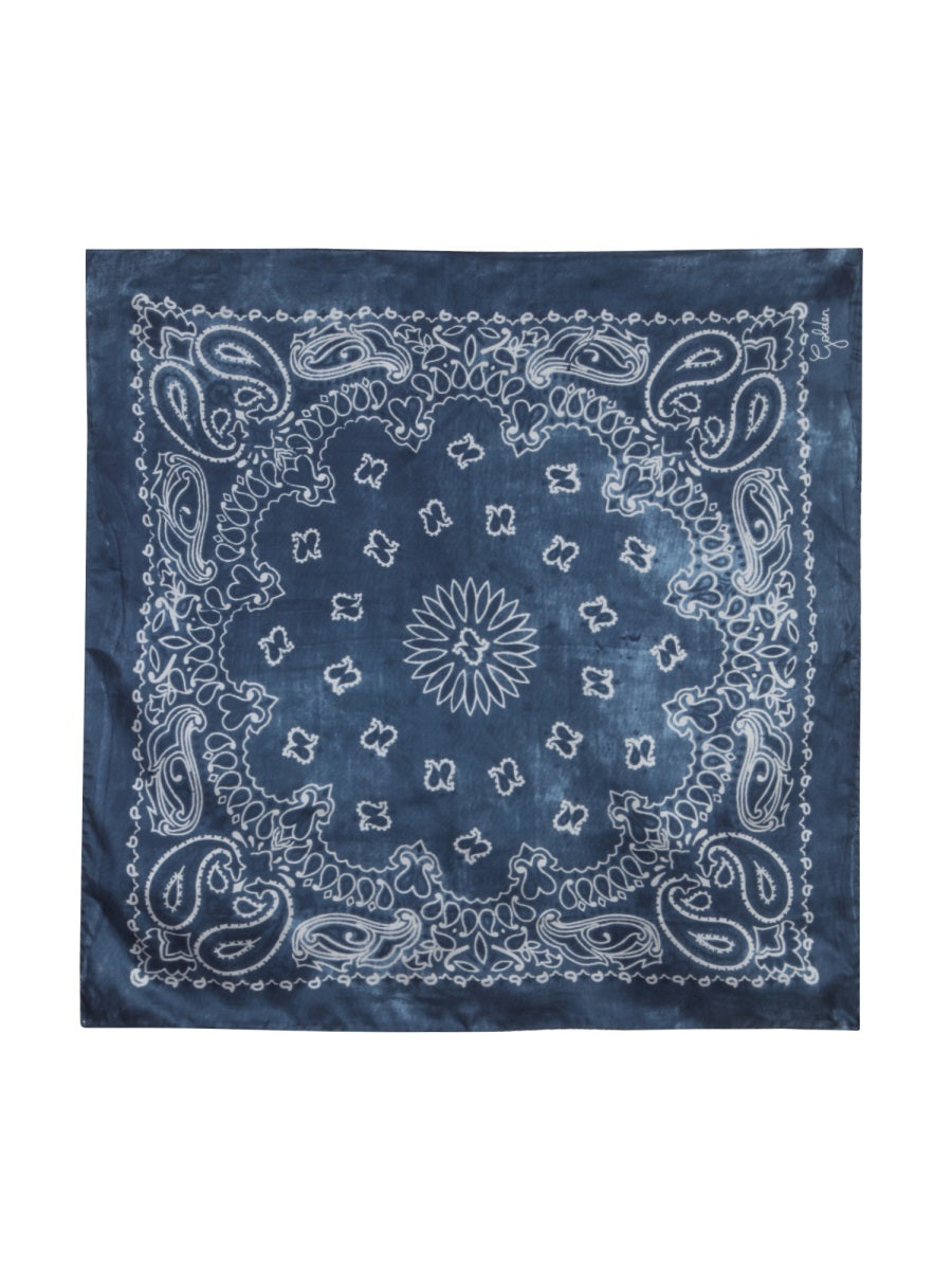 Scarf Paisley Print Blue Silk