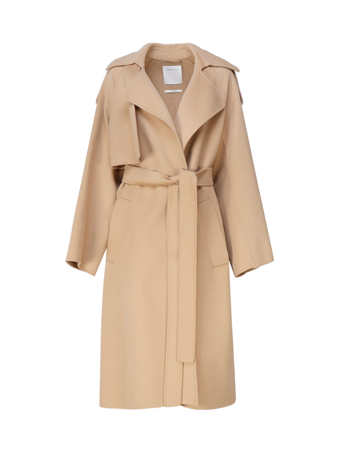 Sportmax Coats Beige Lana Vergine Ovis Aries