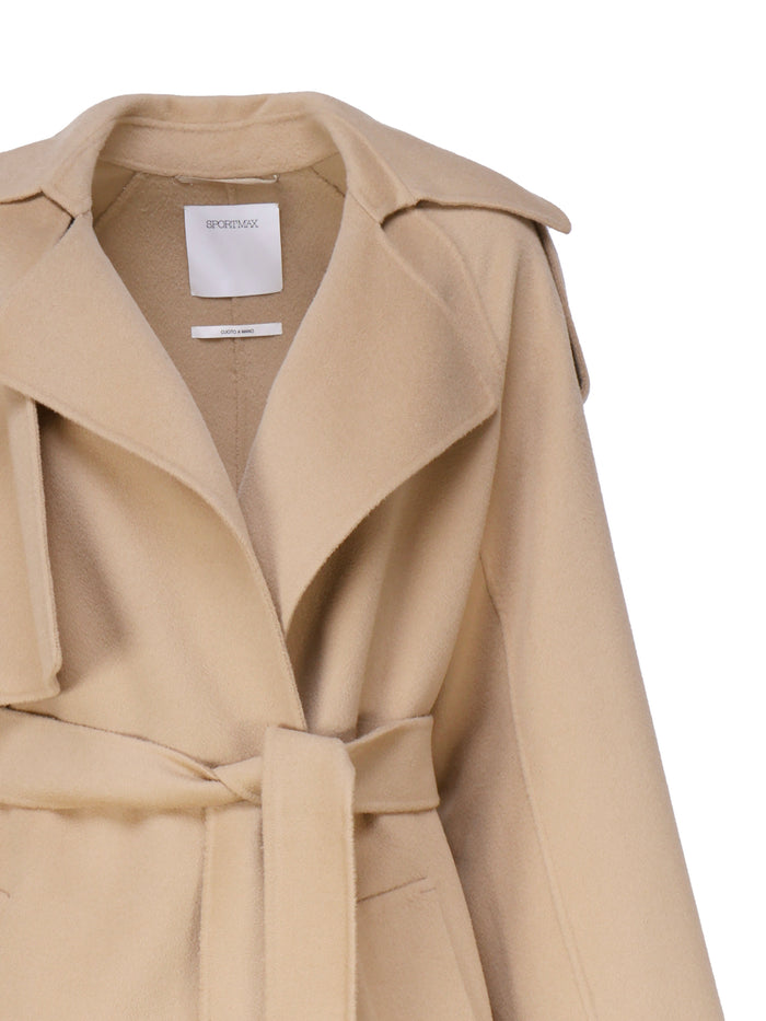 Sportmax Coats Beige Lana Vergine Ovis Aries
