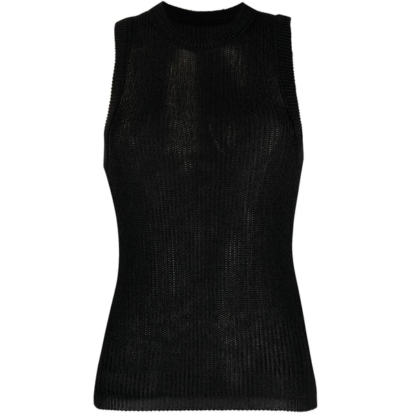 Black Knitted Top Nylon Vests & Tank Tops