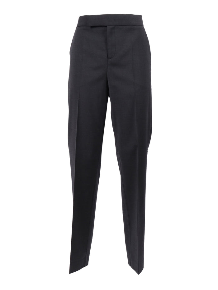 Pants Black Polyester Wool Elastane