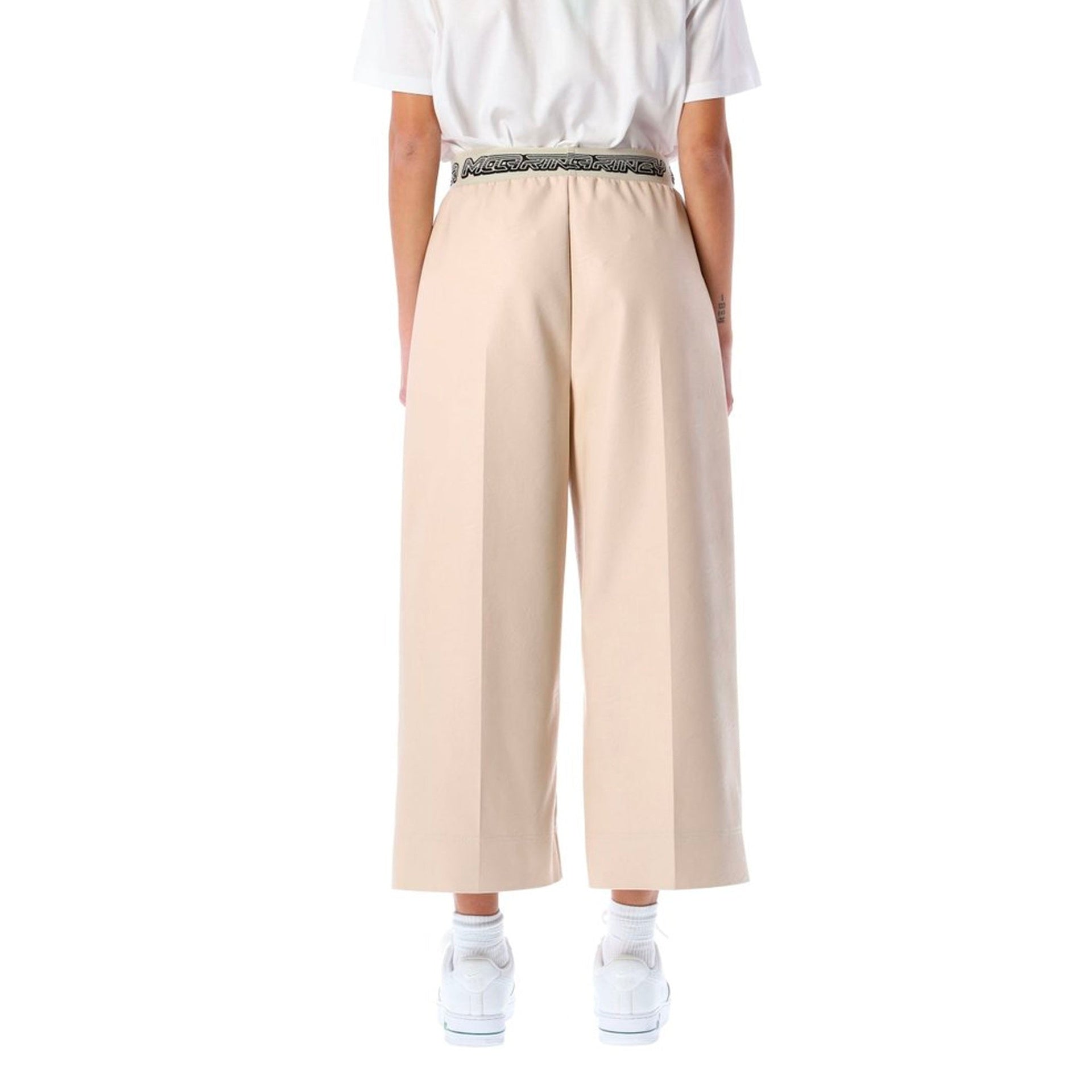 Stella Mccartney Cropped Logo Pants Beige Viscose