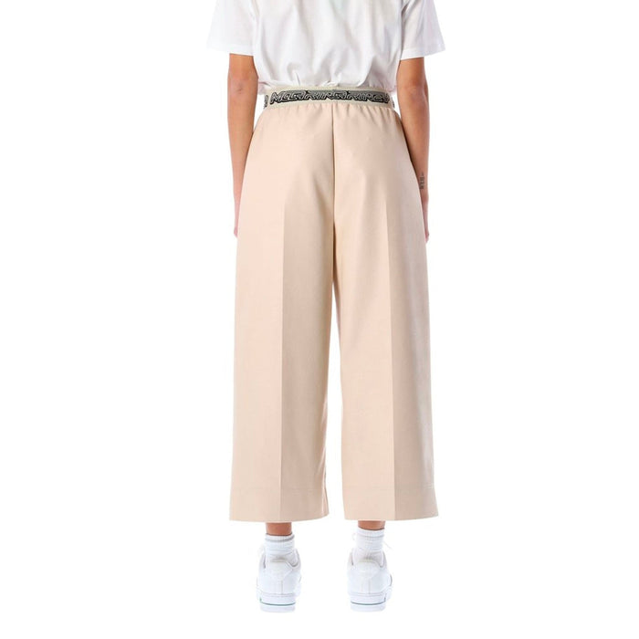 Stella Mccartney Cropped Logo Pants Beige Viscose