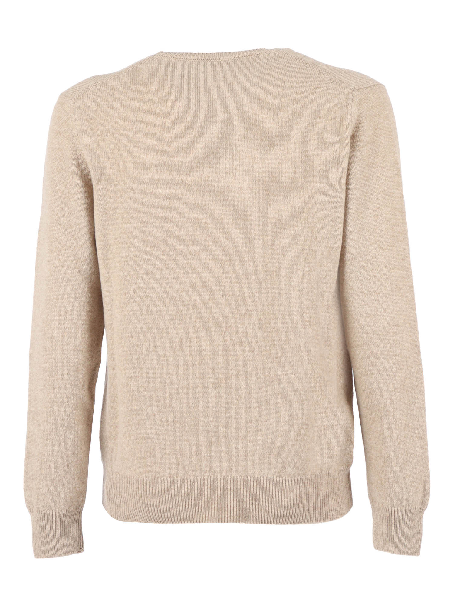 Crew Neck Sweater Beige Virgin Wool Crewneck