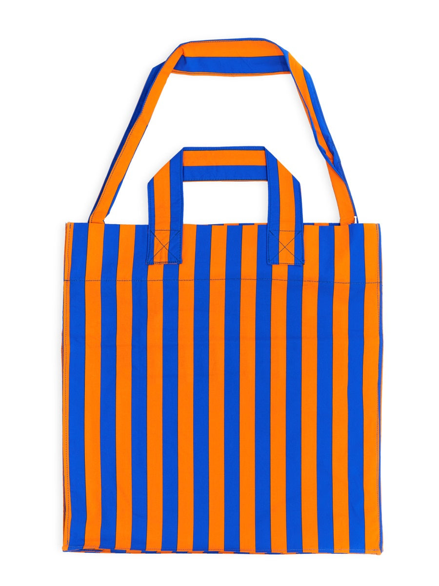 Shopper Bag With Striped Pattern Multicolour Cotton Handbags