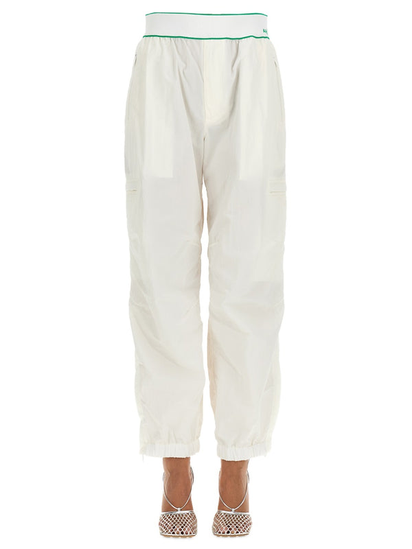 Cargo Pants White Nylon Trousers