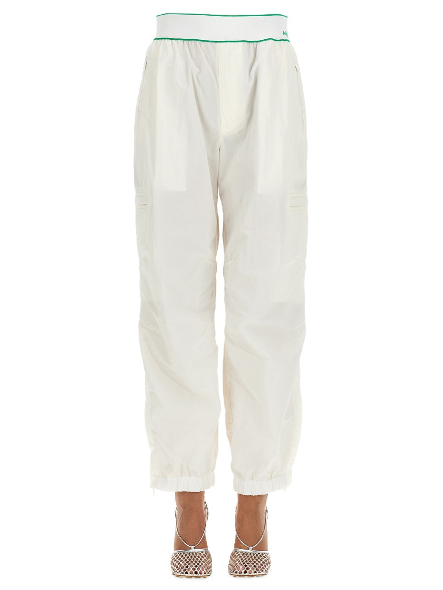Cargo Pants White Nylon Trousers