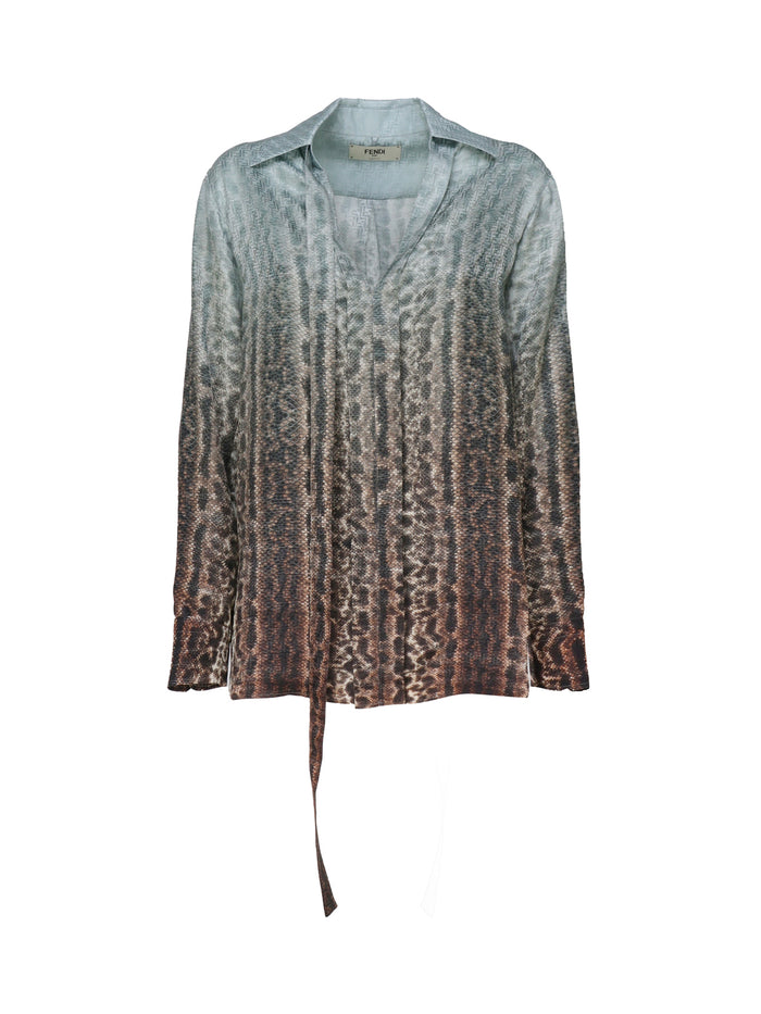 Fendi Shirts Pale Blue Silk