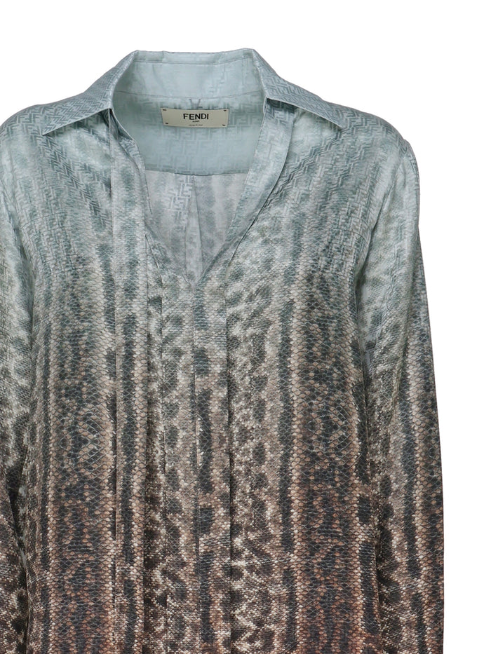 Fendi Shirts Pale Blue Silk