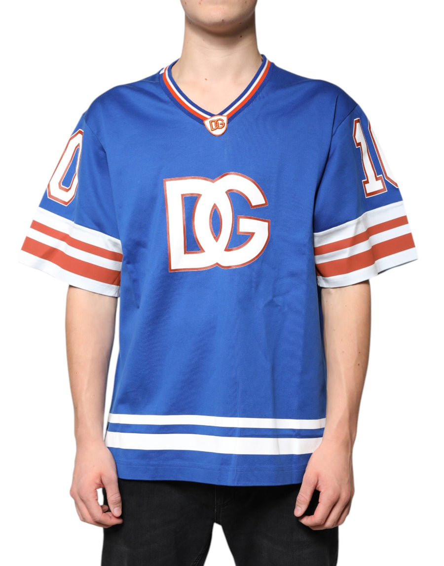 Blue Logo V-Neck Short Sleeve T-Shirt