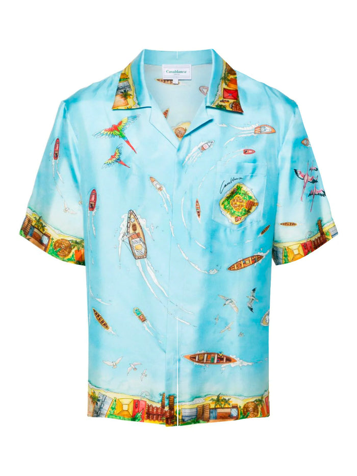 Casablanca Shirts Blue Silk