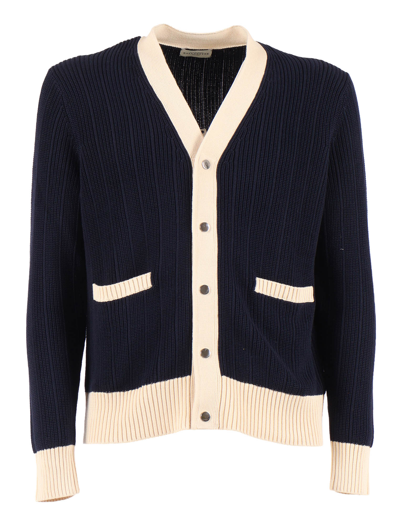 V NECK CARDIGAN Blue Cotton