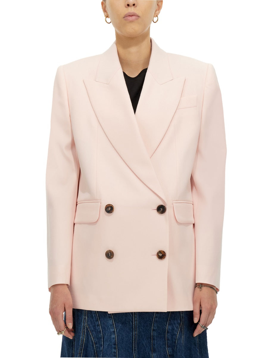 Double-Breasted Jacket Pink Wool
