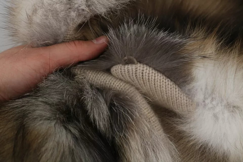 Dolce & Gabbana 100% Fox Fur (volpe frost) shawl in brown — view 4