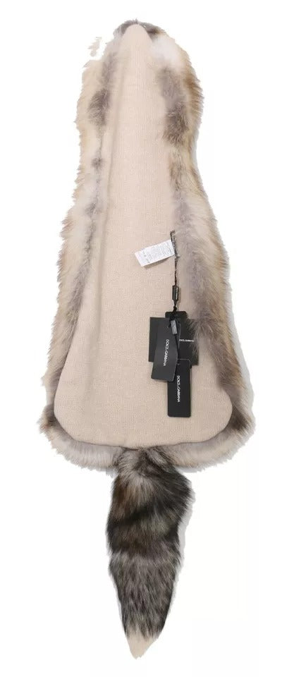 Dolce & Gabbana 100% Fox Fur (volpe frost) shawl in brown — view 6