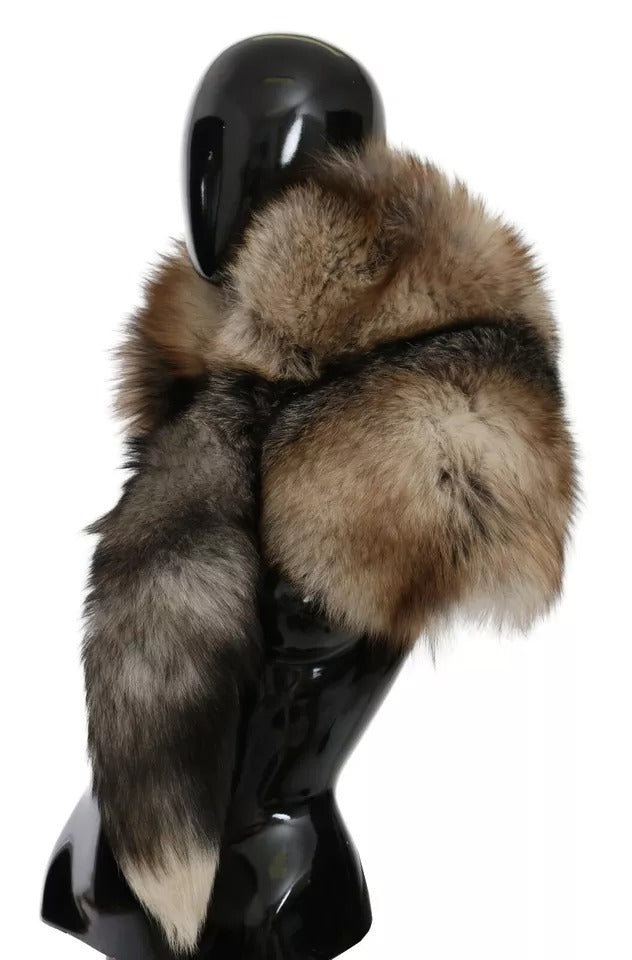 Dolce & Gabbana 100% Fox Fur (volpe frost) shawl in brown — view 7