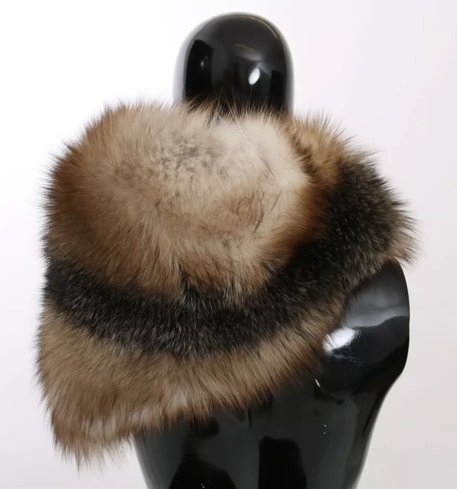 Dolce & Gabbana 100% Fox Fur (volpe frost) shawl in brown — view 8