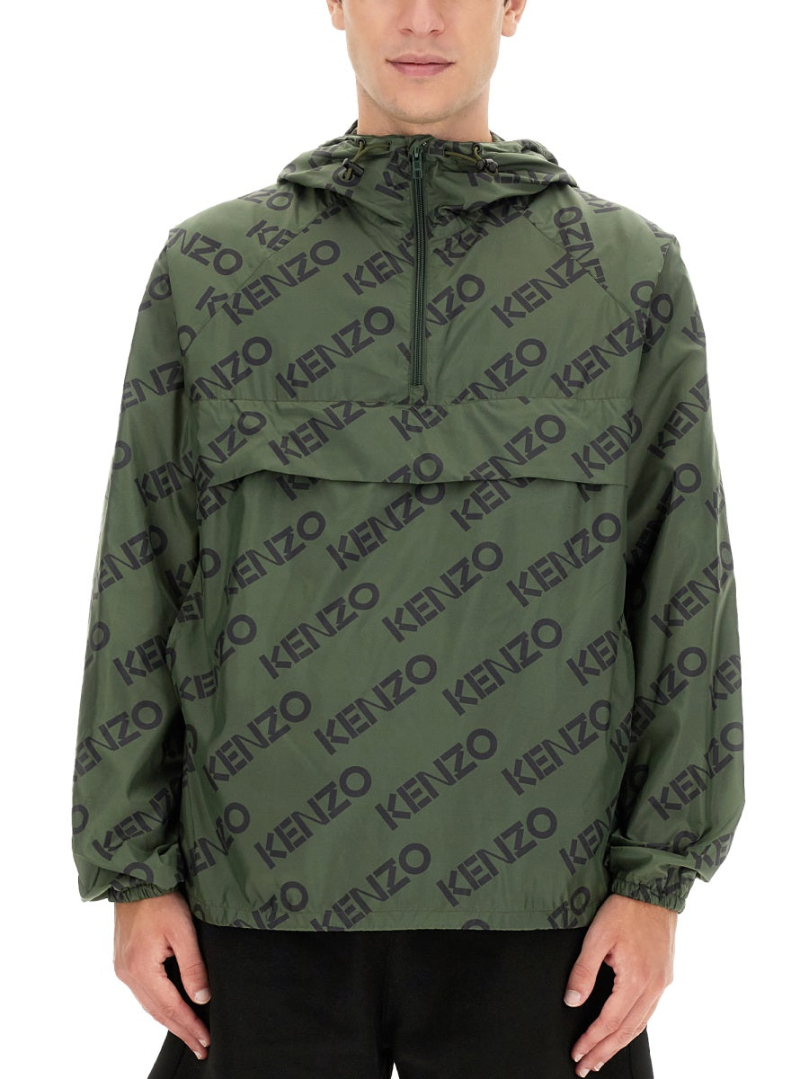 Monogram Jacket With Hood Brown Polyamide