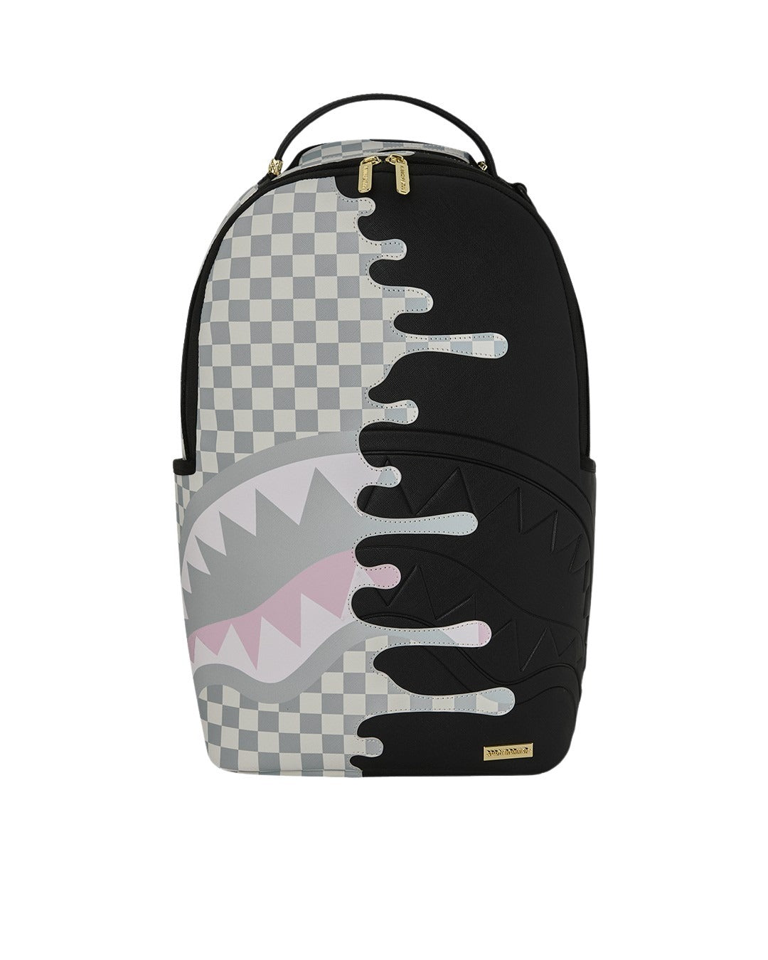 Cream Check Side Drip Backpack Black Polyvinyl Chloride Bag