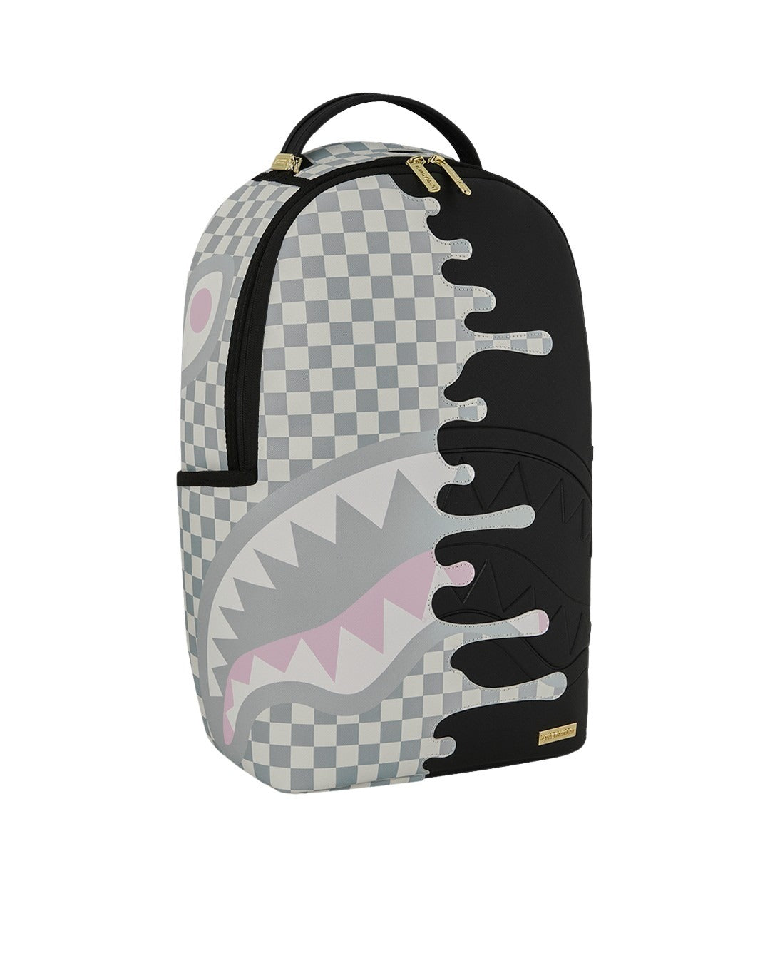Cream Check Side Drip Backpack Black Polyvinyl Chloride Bag