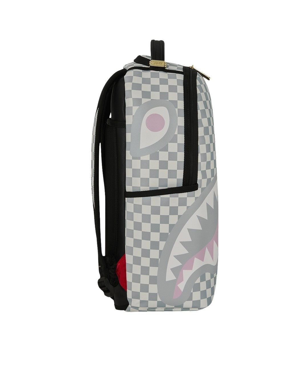 Cream Check Side Drip Backpack Black Polyvinyl Chloride Bag