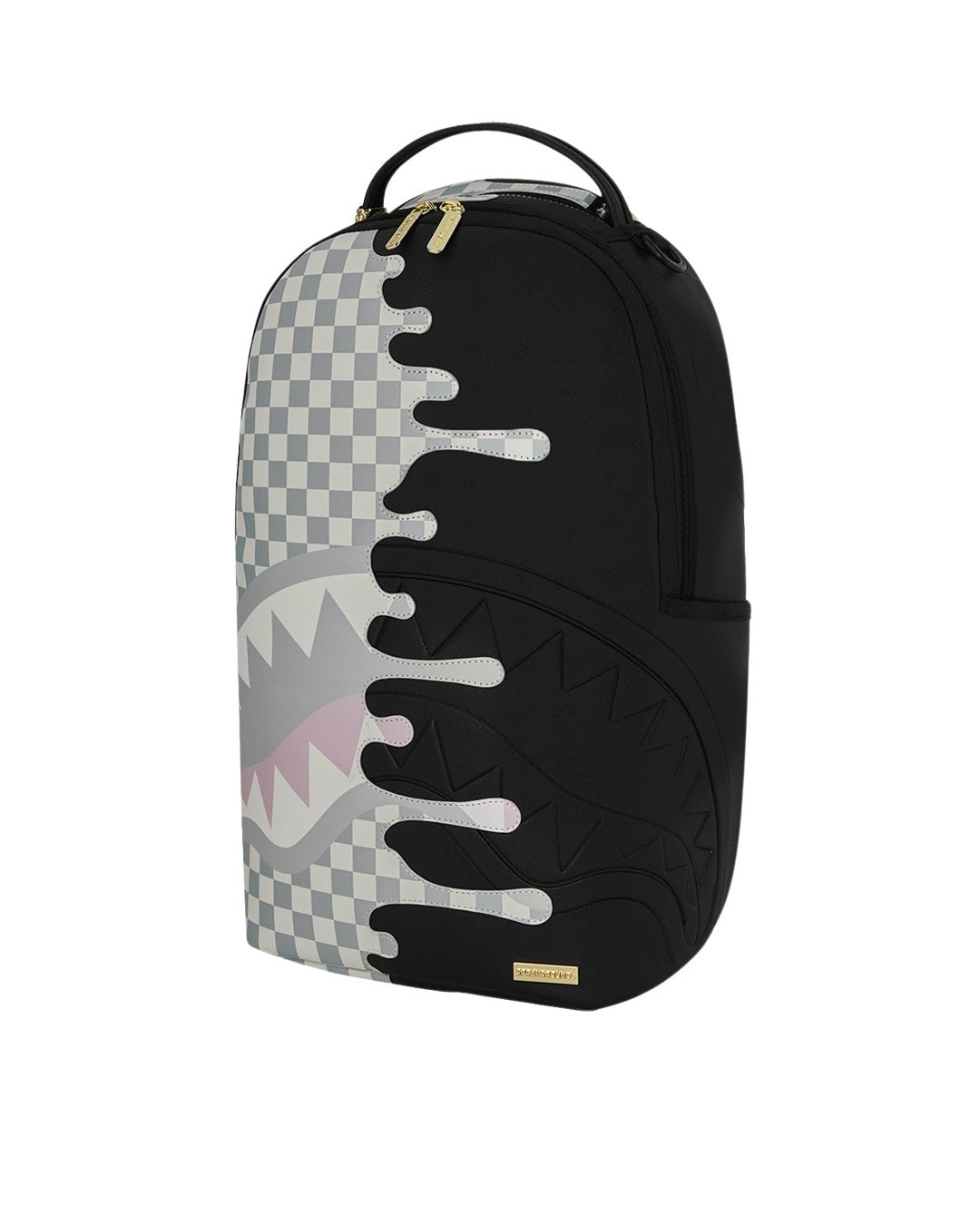 Cream Check Side Drip Backpack Black Polyvinyl Chloride Bag