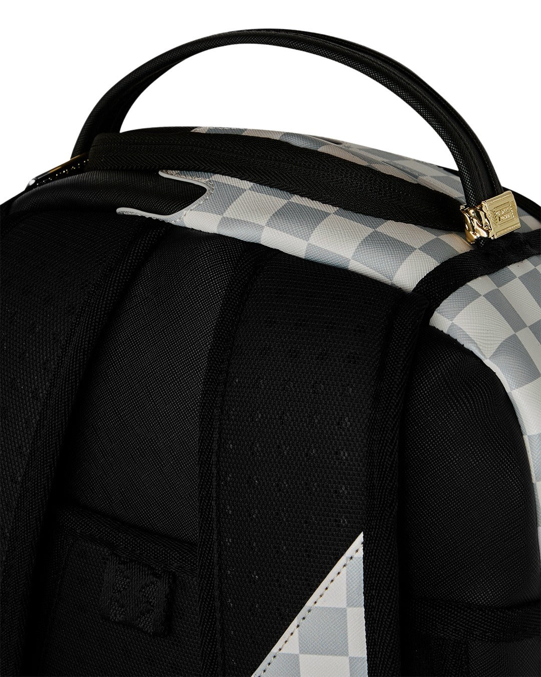 Cream Check Side Drip Backpack Black Polyvinyl Chloride Bag