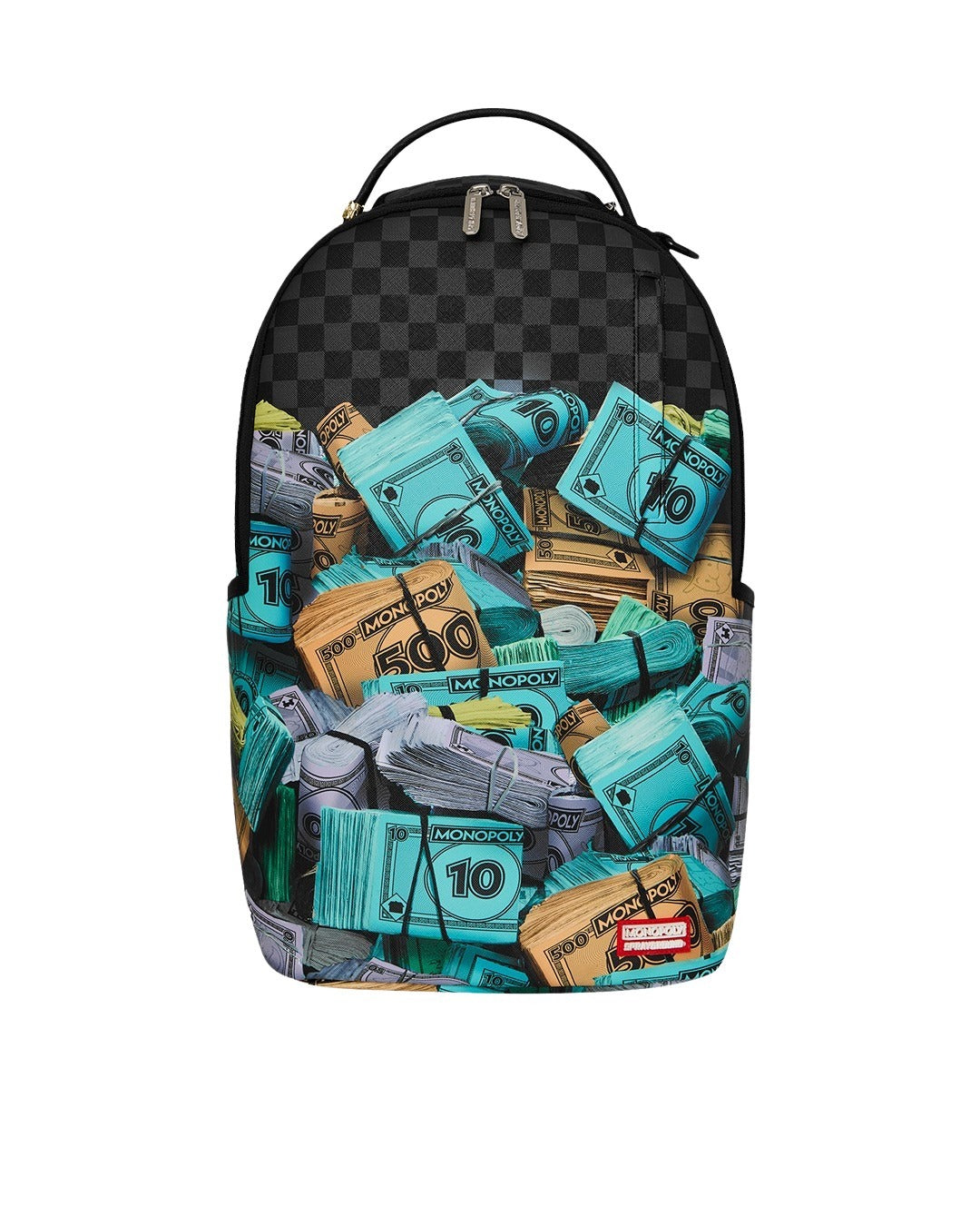 Monopoly Money Stacks Backpack Black Polyvinyl Chloride Bag
