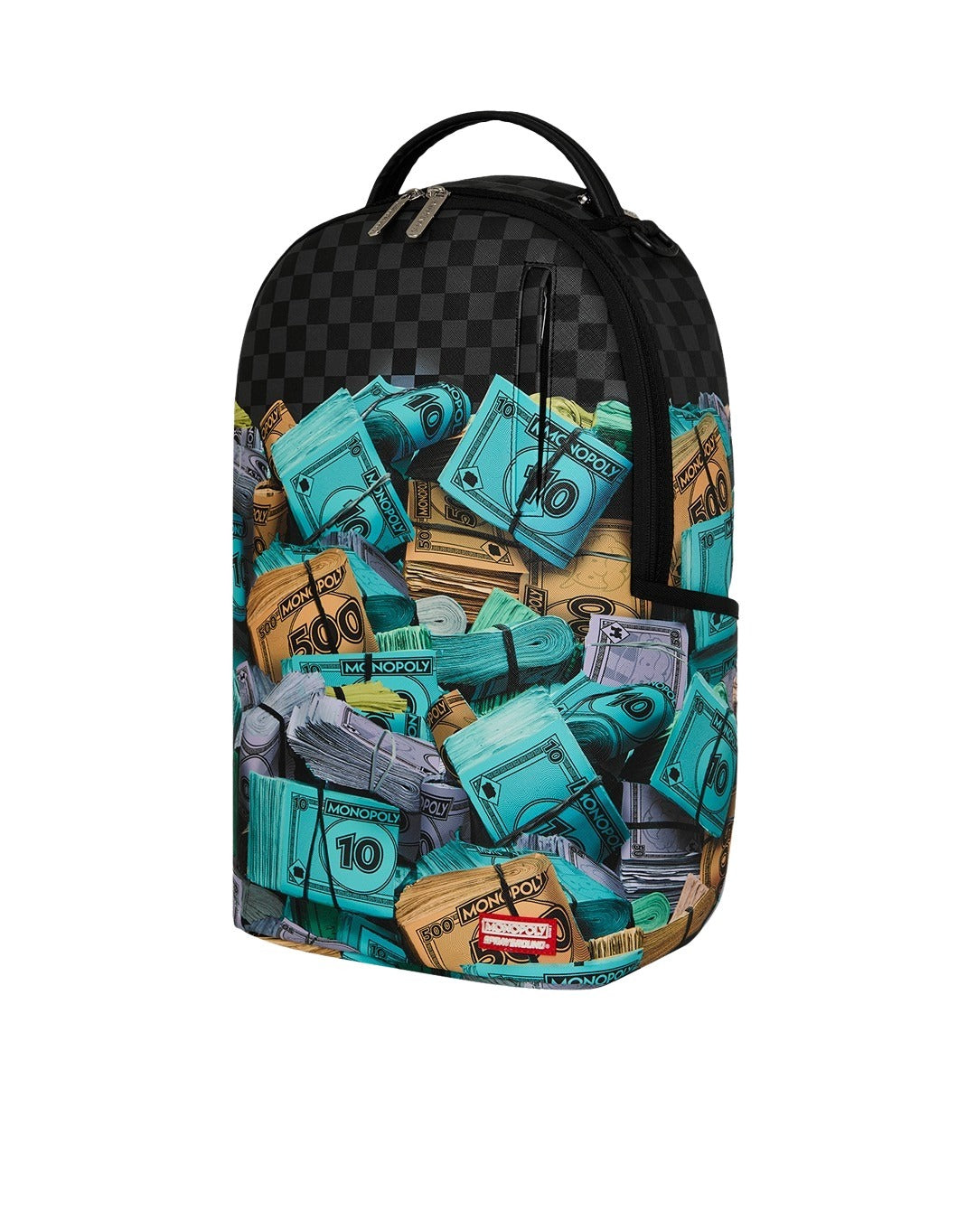 Monopoly Money Stacks Backpack Black Polyvinyl Chloride Bag