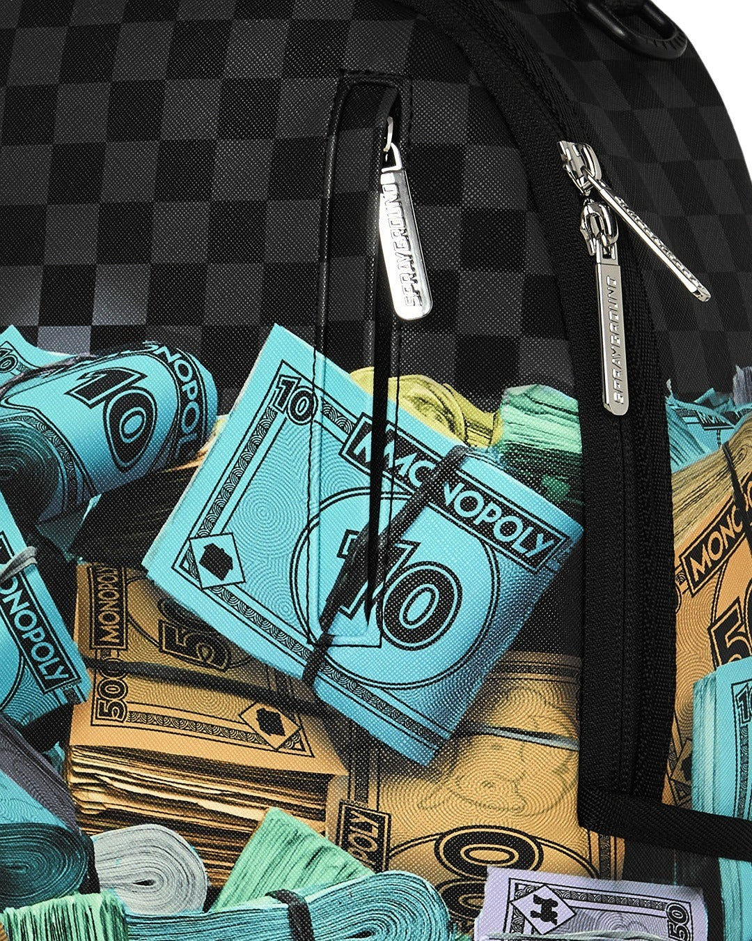 Monopoly Money Stacks Backpack Black Polyvinyl Chloride Bag
