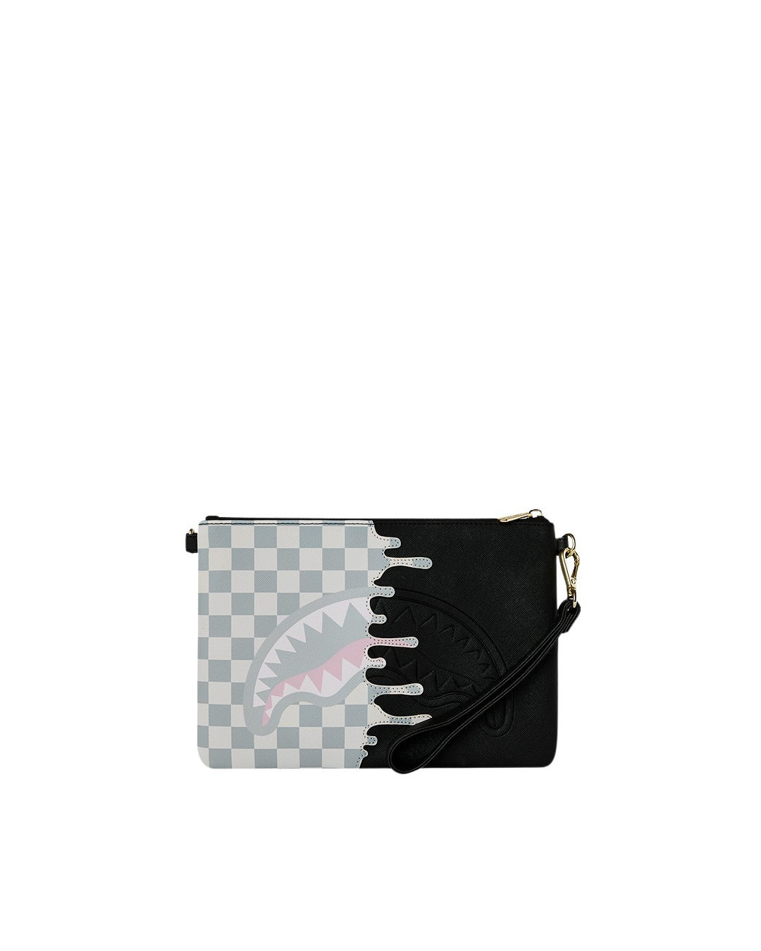 Check Side Drip Crossover Clutch Black Polyvinyl Chloride Bag