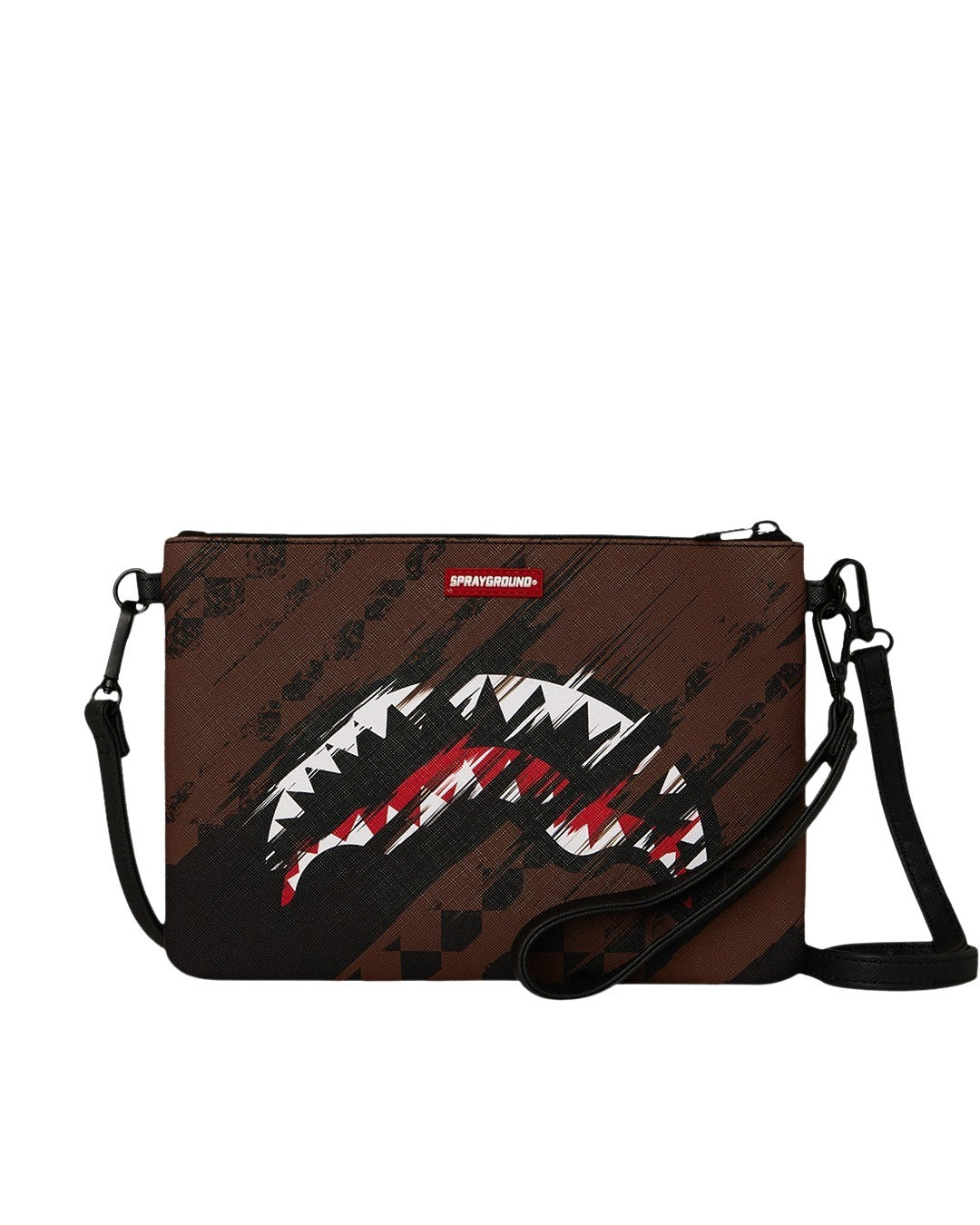 Smeared Grunge Crossover Clutch Black Polyvinyl Chloride Bag