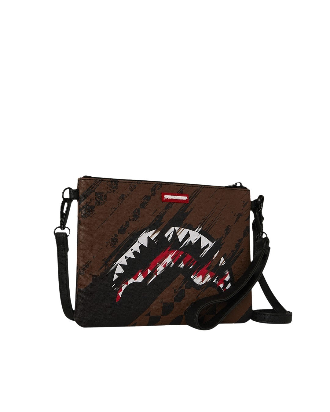Smeared Grunge Crossover Clutch Black Polyvinyl Chloride Bag