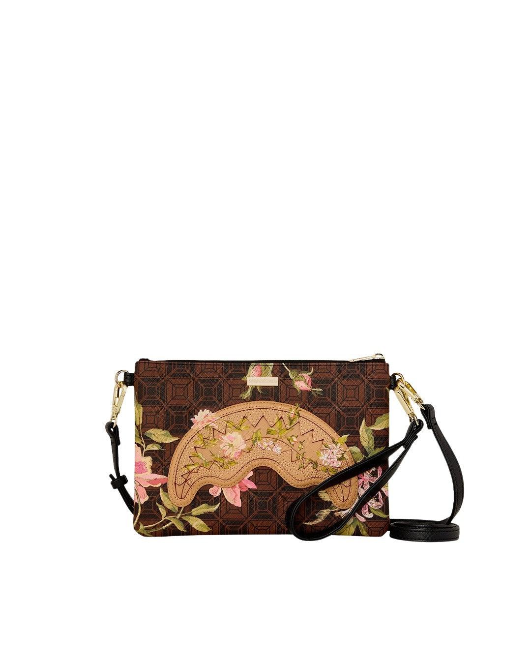 Ai Henny Floral Crossover Clutch Brown Polyvinyl Chloride Bag