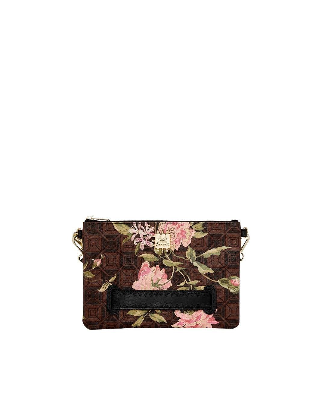 Ai Henny Floral Crossover Clutch Brown Polyvinyl Chloride Bag