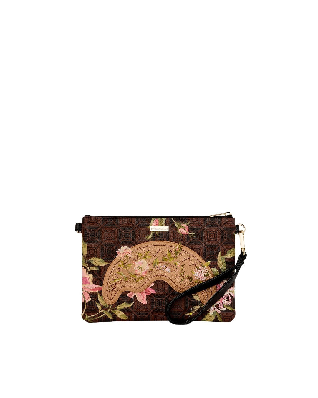 Ai Henny Floral Crossover Clutch Brown Polyvinyl Chloride Bag