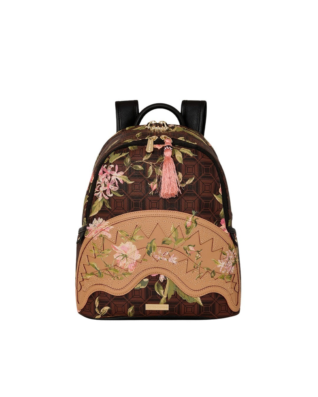 Ai Henny Floral Savage Backpack Brown Polyvinyl Chloride Bag